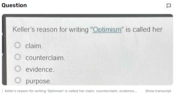 What is the Purpose Behind Keller’s Writing Optimism?